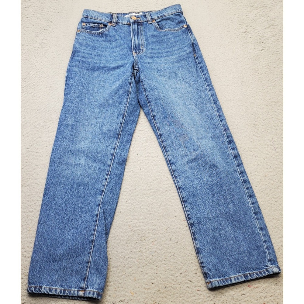 Vintage Garage Straight Jeans Womens 3 Blue Denim Stretch High Waist Medium Wash